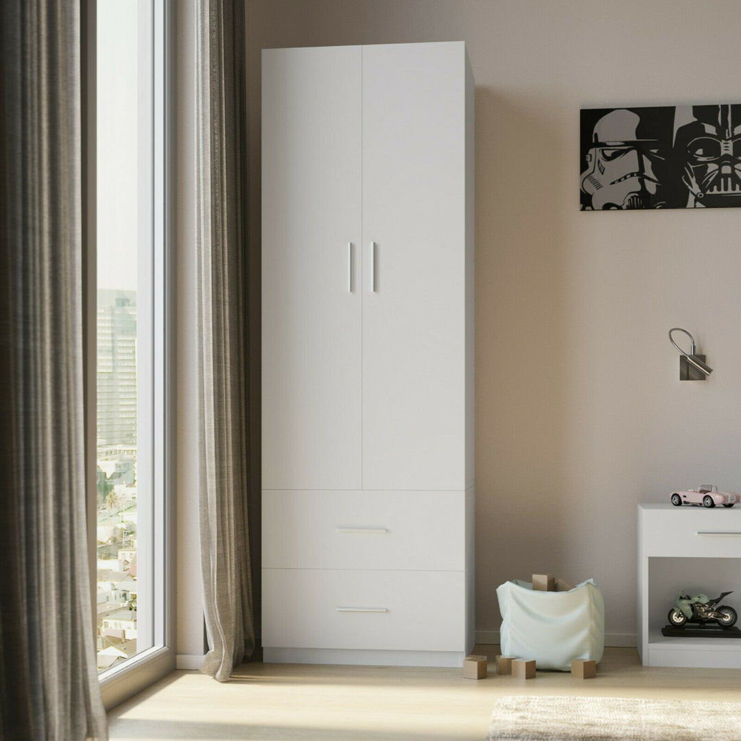 Isabelle & Max Dwight 2 Door Wardrobe White 180cm H X 60cm W X 46.5cm D