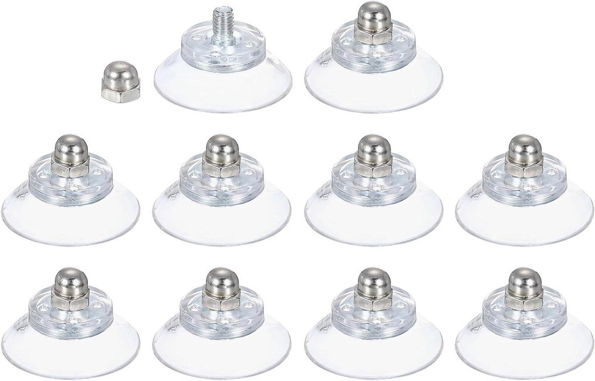 Transparante zuignappen met schroef voor glas, diameter: 25 mm