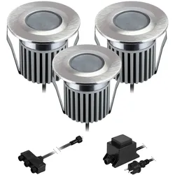 ledscom.de LED Boden-Einbauleuchten BODES für außen, warm-weiß, je 94lm/Leuchte, matt, rund, 50mm Ø, 3er Set