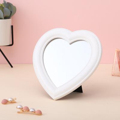 Fusion Finds Heart Shaped Makeup Mirror Rotating Desktop Vanity Mirror For Dorm Room Decor & Daily Beauty white