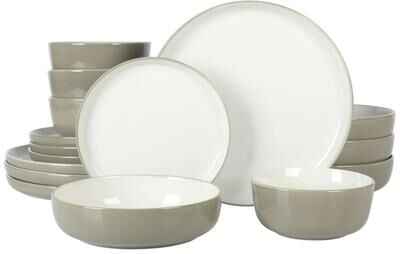 Sur La Table Kitchen Essentials 16-Piece Two-Tone Porcelain Dinnerware Set