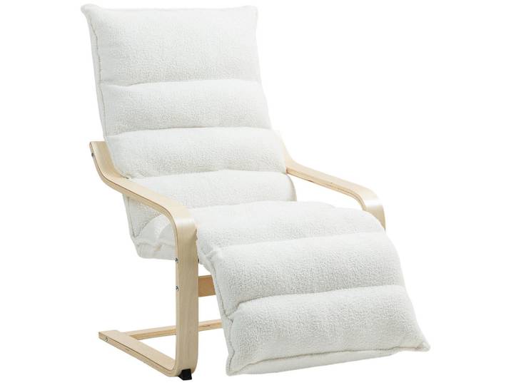 Homcom Relaxssessel Sessel mit Verstellbar Fußteil, Armlehne für Wohnzimmer, Weiß, Kunststoff, 67x105x114 cm, Wohnzimmer, Sessel