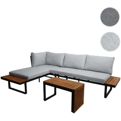 Garten Garnitur HWC-L27, Garnitur Sitzgruppe Lounge-Set Sofa, Spun Poly Alu Akazie Holz MVG-zertifiziert ~ hellgrau