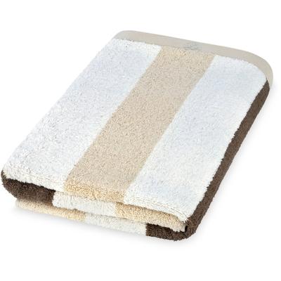 Duschtuch ROSS "Doubleface, Streifen/Uni", braun (natur), B:70cm L:140cm, Frottier, Baumwolle, Handtücher, aus feinster Baumwolle
