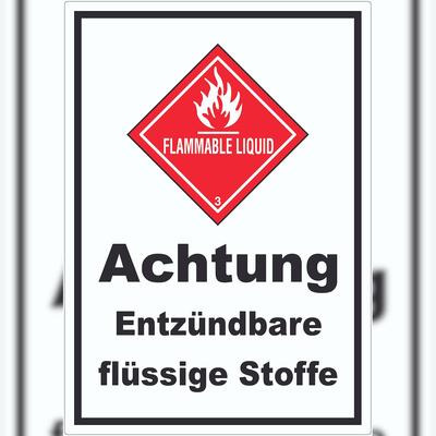 HB-Druck Aufkleber Entzündbare flüssige Stoffe Flammable Liquid A0 (841x1189mm)