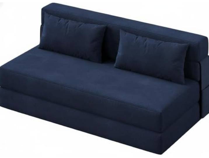 Furntrastar Modernes L-förmiges Schlafsofa ohne Montage – 4-Fach faltbar, platzsparend, vielseitig für kleines Wohnzimmer, Gästezimmer, Apartment oder Büro, mit Kissen & Memory-Schaum, Marineblau