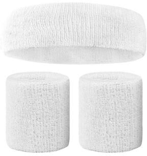 Useful Little Things Soft Terry Cloth Sweatband Set For Sports And Athletic Workouts white