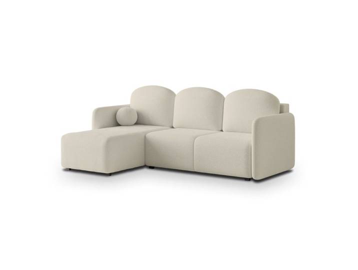 Canapé d'angle SUVINO Canape Convertible - Angle - 3 places - 220x143x85 cm - Tissu bouclette QUELLE 02 - Beige