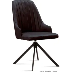 ESSZIMMERSTUHL drehbar (2er-Set) Denise 52x91x60 Schwarz/Espresso