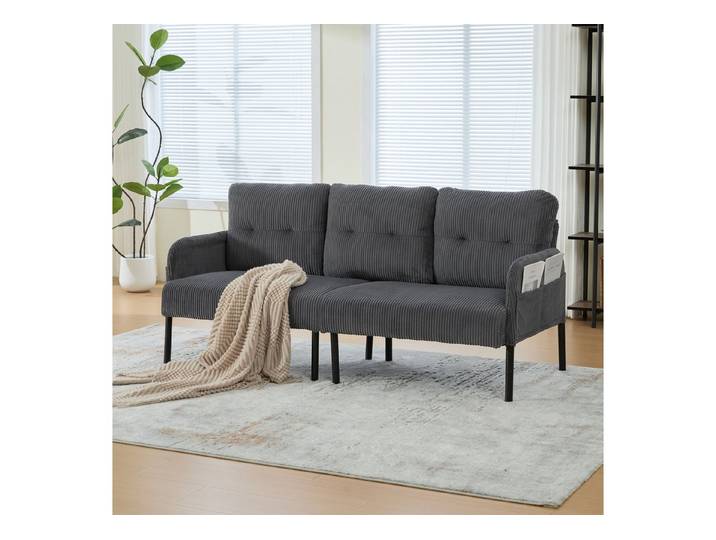 Celya Sofa Dreisitzer mit weicher Komfortpolsterung,praktischen Seitentaschen, hoher Rückenlehne, Stabile Metallfüße und robuste Konstruktion