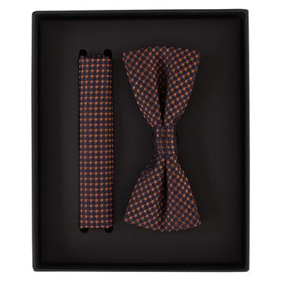 Fliege VENTI "VENTI Set aus Fliege und Einstecktuch gemustert", Herren, orange (dunkelorange), 100% Seide, Fliegen