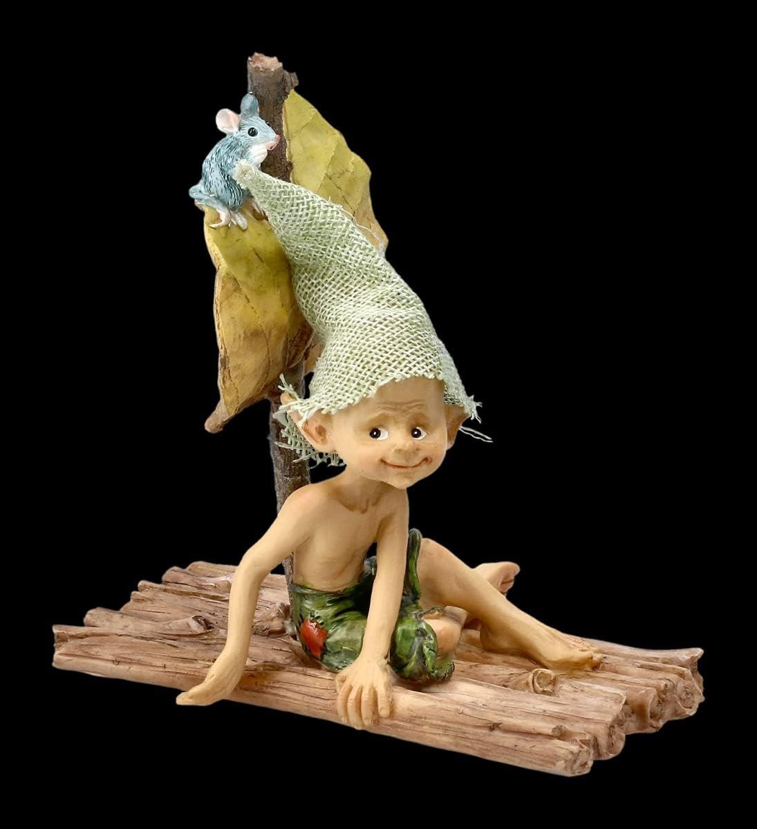 Pixie Kobold Figuur - Handbeschilderde Dwerg Decoratie - Hoogte: 15 cm