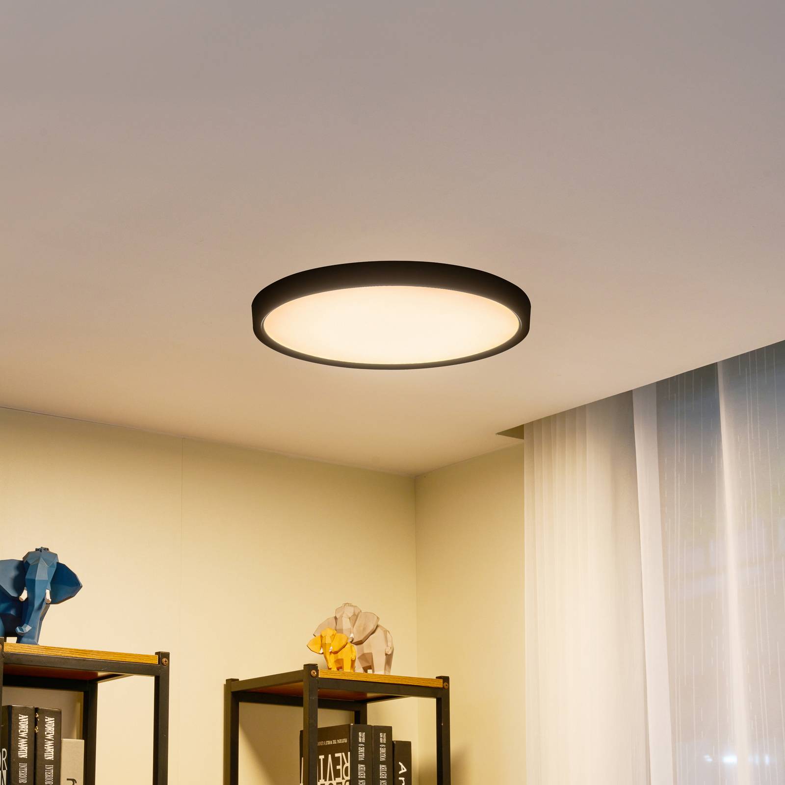 LED Ceiling Light Pravin Lindby, Black, Living / Dining Room, Plastic, Modern, Ceiling Light