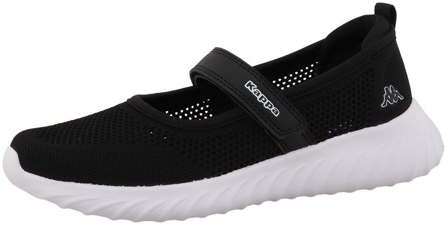 Sneaker Ballerinas KAPPA "Fania", Damen, Gr. 42, Synthetik, schwarz-weiss (schwarz), Schuhe Sneaker Ballerinas, Sommerschuhe, Freizeitschuh, Halbschuh, Slipper schwarz 42, Synthetik