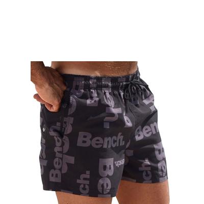 Badeshorts BENCH., Herren, Gr. L (52), Kurz, schwarz (schwarz (kurzgröße)), Microfaser, Polyester, bedruckt, Badehosen Badeshorts, kurze oder lange Form