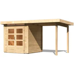 Karibu Gartenhaus Kandern 1 mit 235 cm Schleppdach naturbelassen 204 x 204 cm + B 235 cm Schleppdach