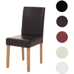 Einzelst�ck | Esszimmerstuhl Littau, Küchenstuhl Stuhl, Kunstleder ~ braun, helle Beine