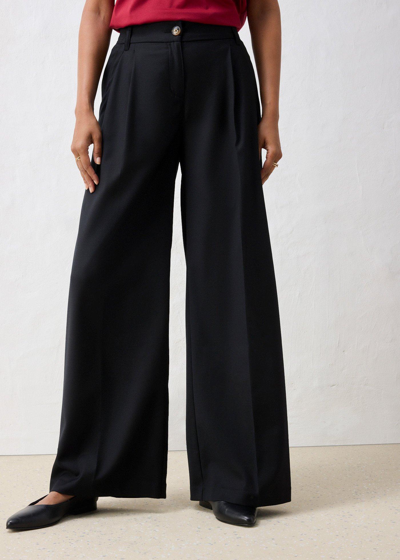 bonprix Bundfaltenhose aus weichem Woll-Mix, schwarz, Gr.48, moderne weite Bundfaltenhose aus weichem Woll-Mix