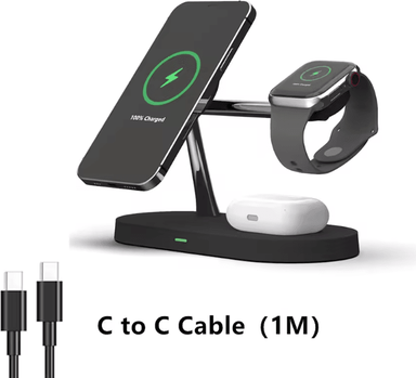 Inspire Essentials 3 In 1 Wireless Charger Stand For IPhone Apple Watch And AirPods Fast Charging Station black
