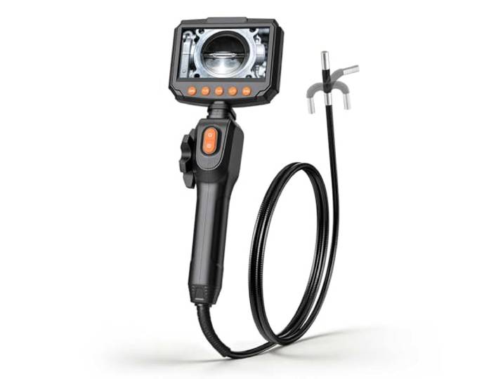 VEVOR Caméra Endoscopique 180° 2 Voies Endoscope Objectif 1280x720 Caméra Inspection pour Canalisation Automobile\, avec Sonde IP67\, Éclairage\, Écran IPS HD 4\,3 Pouces\, Câble Serpent 1\,5 m\, Zoom 8X