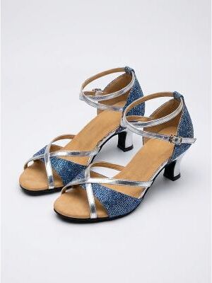 LightInthebox Women's Roaring 20s Flapper Sandals - Shiny Silver Ankle Strap Supportive Heel Pumps for Wedding Reception, Evening Gala