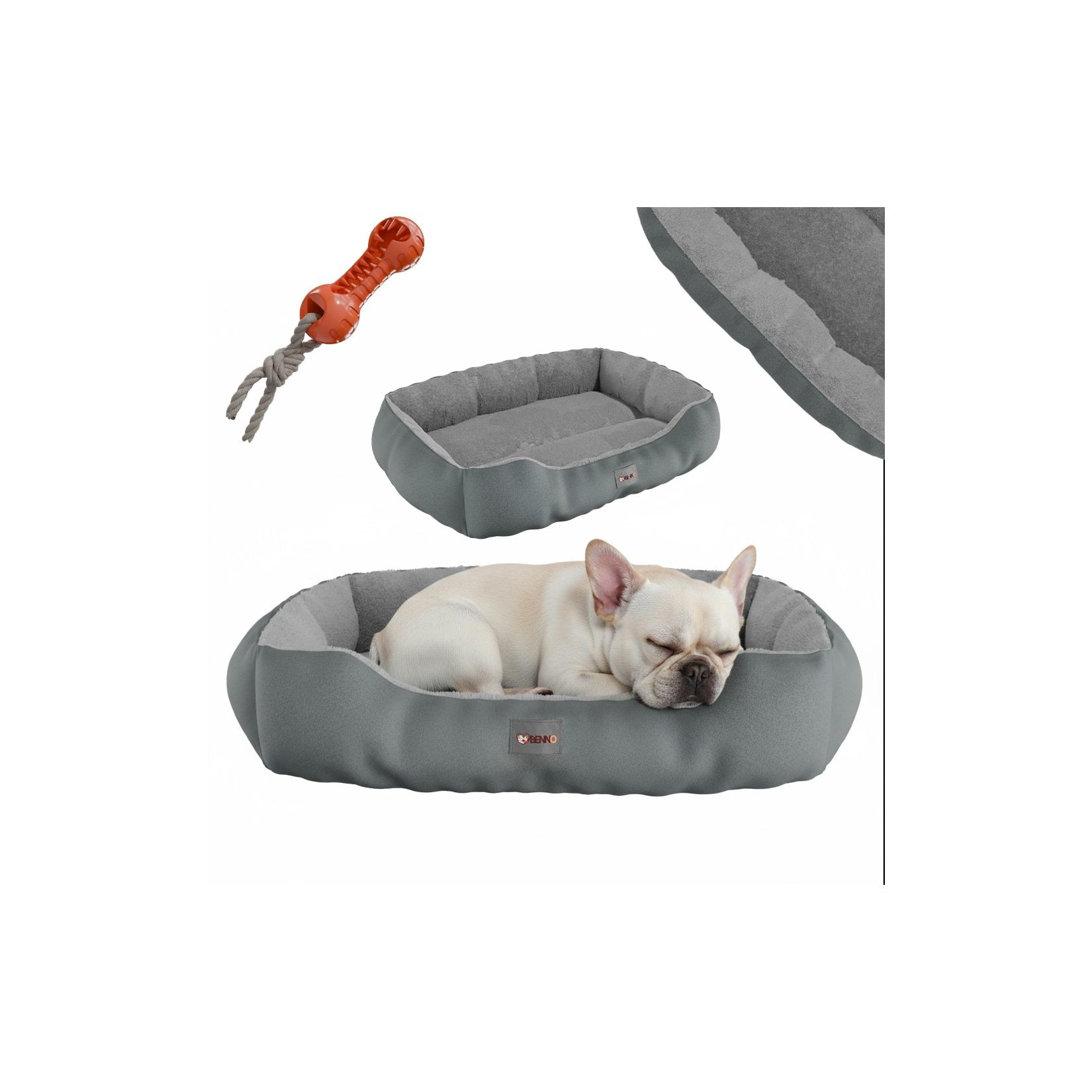 BENNO® Hundebett SAMMY 65x50x16 cm, quadratisch, Polyester, rutschfest, inkl. Kauknochen