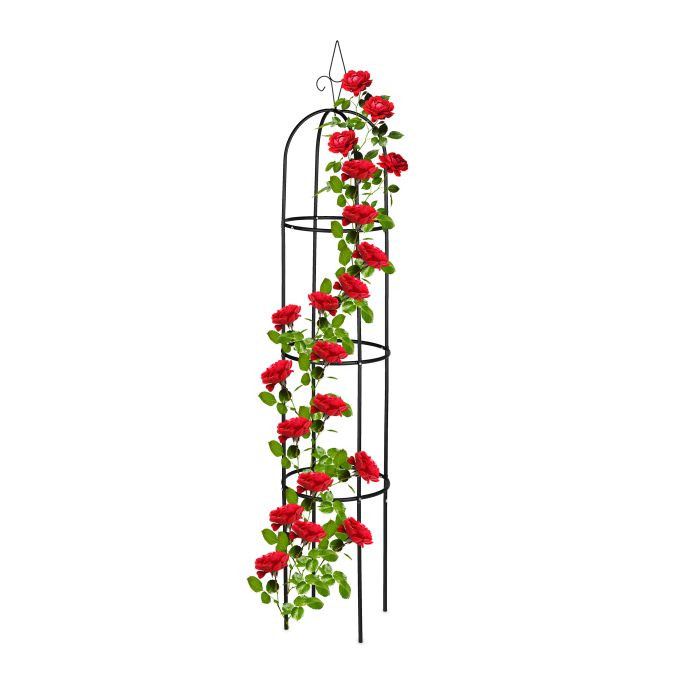 Relaxdays Plantensteun voor klimplanten, Zwart, Metaal, Hoogte: 200 cm