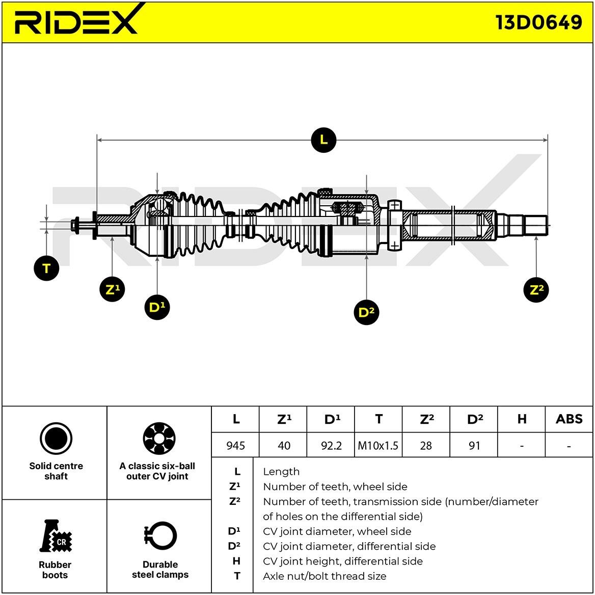 RIDEX 13D0649 Drive shaft