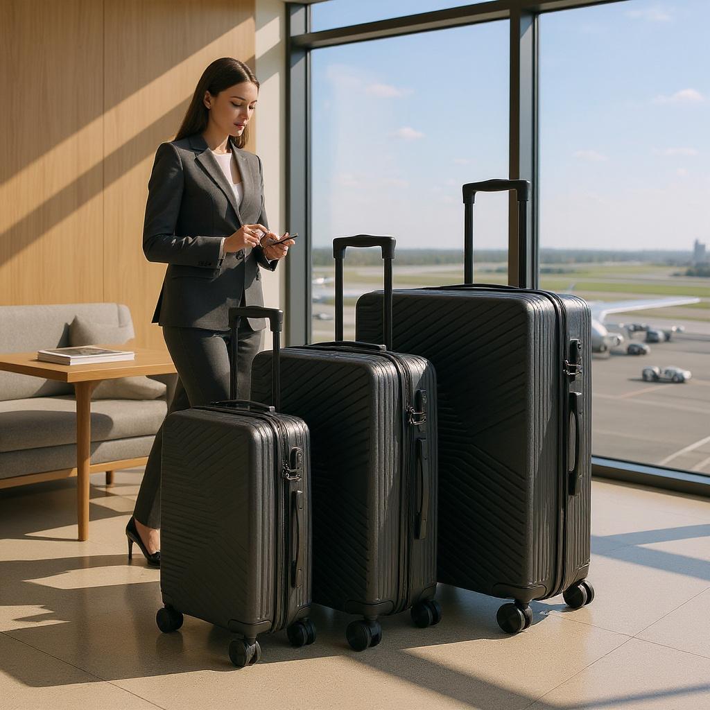 Hartschalenkoffer Schwarz Robuster 8-Rad-Handgepäckkoffer