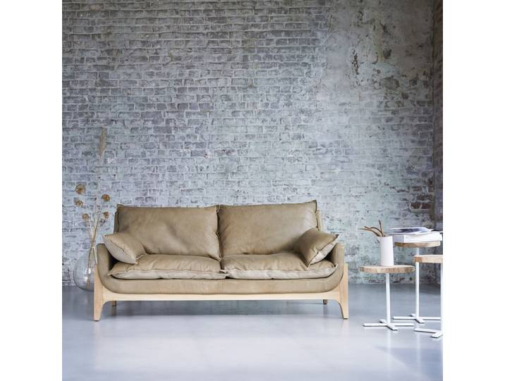 Sofa aus hochwertigem Leder und massivem Eichenholz Woodnest Cheyenne - Braun