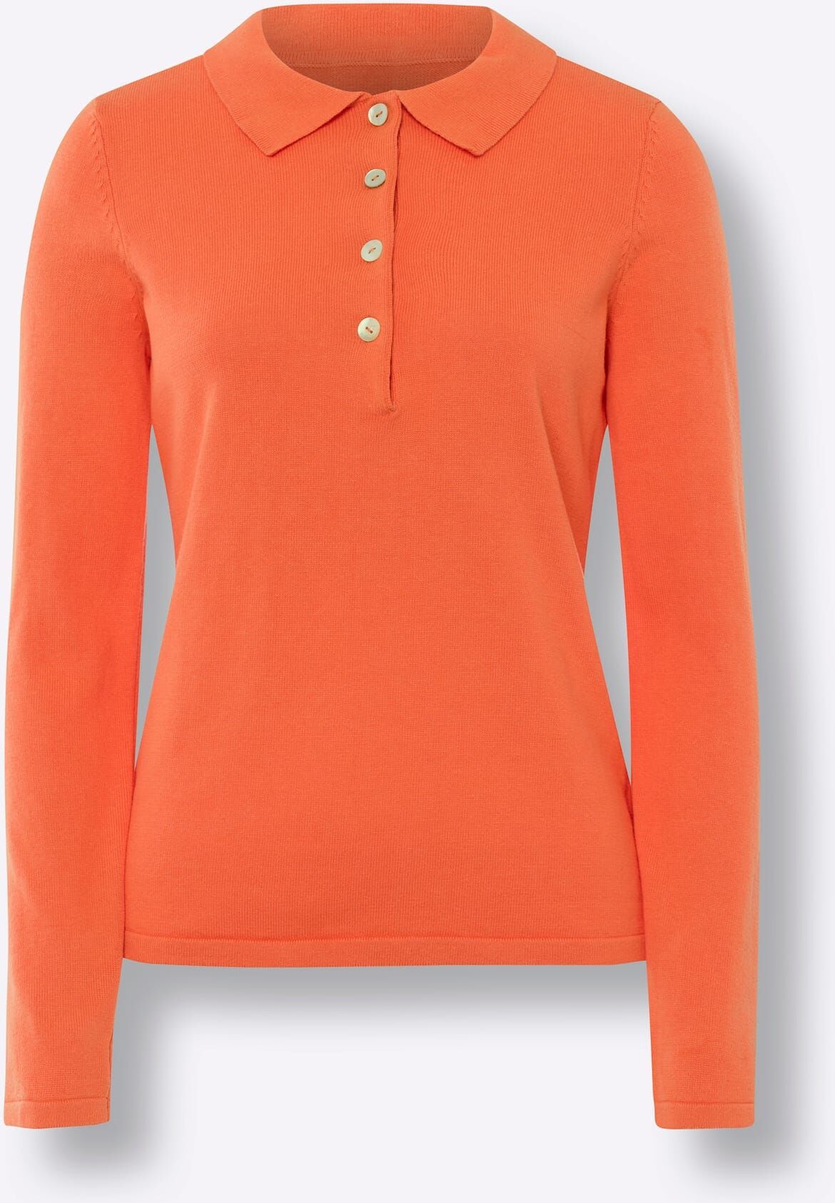 Polokragenpullover "Polopullover", Damen, Gr. 40, orange, 100% Baumwolle, B.C. BEST CONNECTIONS BY HEINE, unifarben, Pullover Polokragenpullover orange 40
