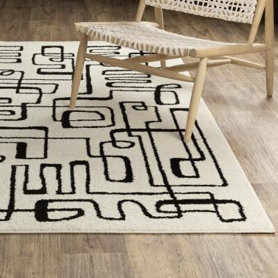 ROW Quinn Mid-Century Modern Beige/ Black Area Rug