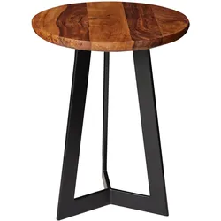 BEISTELLTISCH – Holz Metall Braun Schwarz 40x40 cm Industrial Maserung