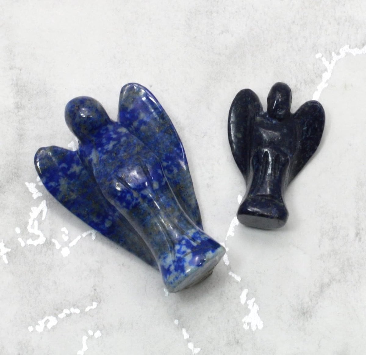 Lapis Lazuli Beeldje Hemelse Engel Blauw Decoratief Object Natuursteen Sculptuur 30 x 20 mm