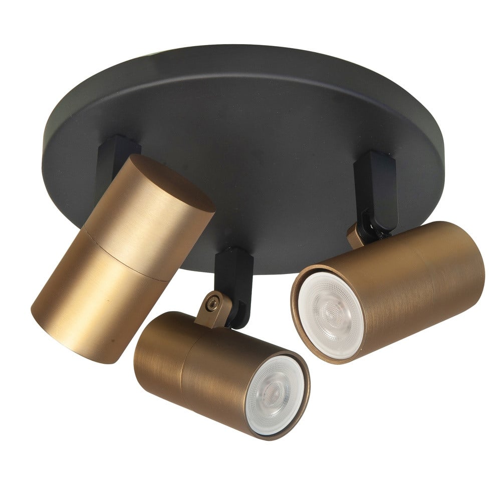 Highlight Piccolo Opbouwspot - 3-lichts rond - Zwart met messing - S7442.38