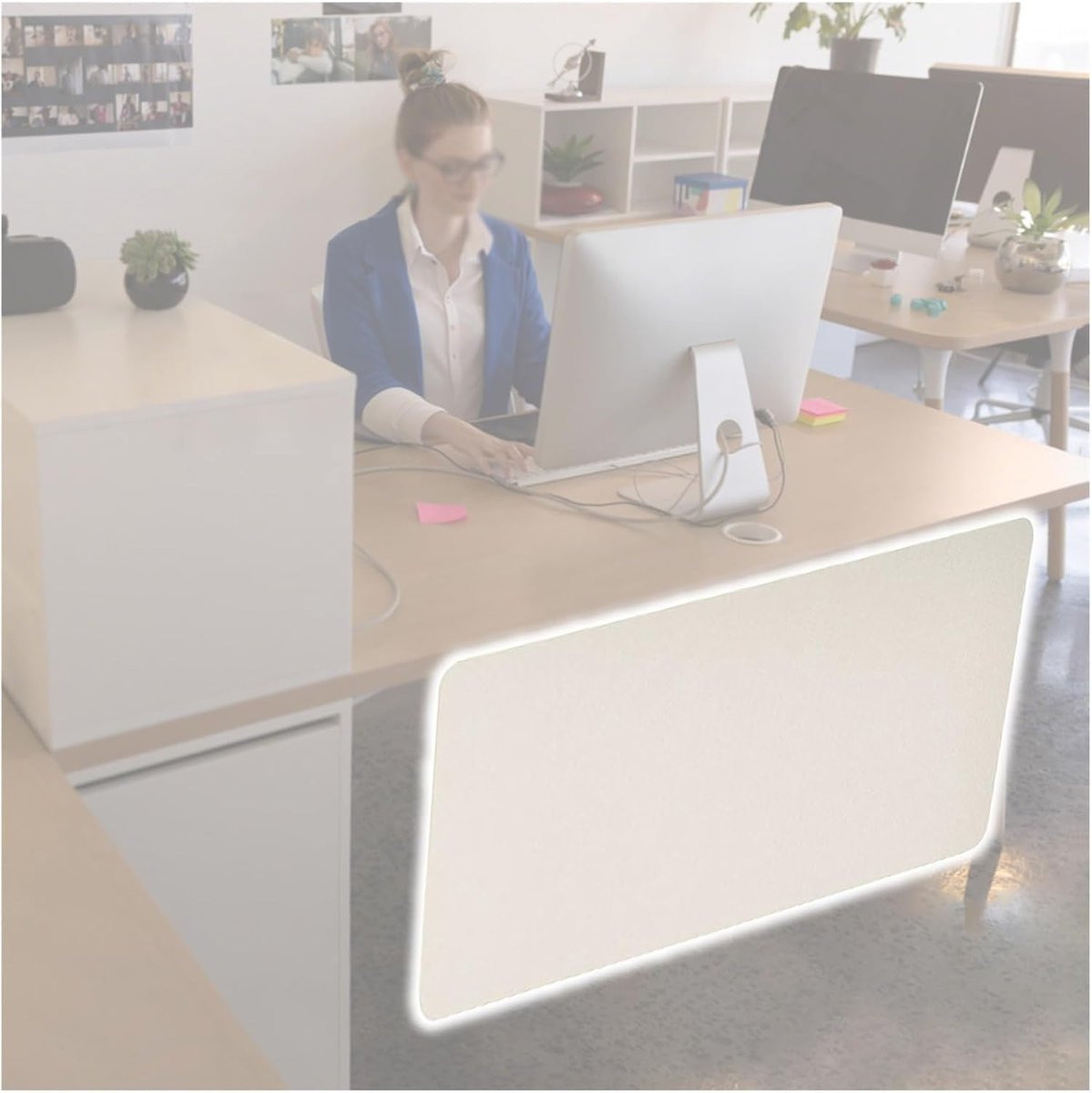 Grijs bureau privacypaneel akoestische scheidingswand 55 x 125 cm