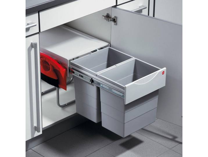 HKT Einbauabfallsammler, Hellgrau, Kunststoff, 40 l, 34.6x39.2x47.5 cm, Haushalt & Reinigung, Reinigung, Mülleimer & Abfallsammler