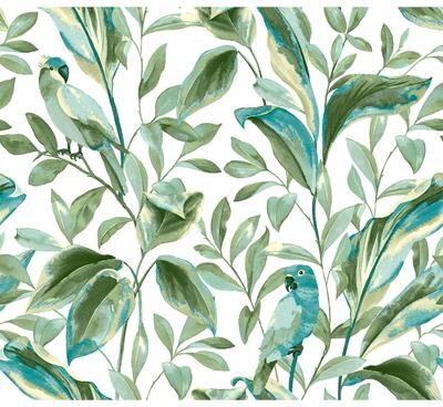Inspired by Color Tropical Love Birds White & Aqua Wallpaper