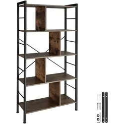 tectake Regal Charleston 75,5x30x155cm  Industrial Holz Dunkel, Rustikal
