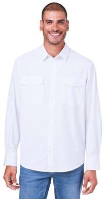 CORE365 CE510L Athletic Men's Ultra UVP Marina Shirt in White size 4XL   Polyester/Spandex Blend