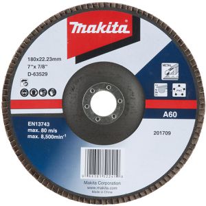 Makita Fächerschleifscheibe D-63529, Ø180mm, Körnung 60, gewinkelt, für Metall