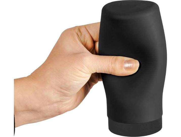 WENKO Easy Squeez-e afwasmiddeldispenser zwart siliconen 250ml 6x14cm - Zeepdispenser van lekvrij siliconen