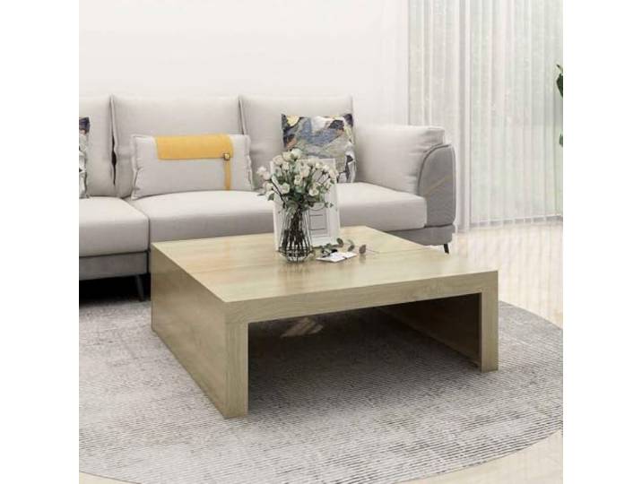 HEFZGDB Couchtisch Sonoma-Eiche 100x100x35 cm Holzwerkstoff, moderner Akzenttisch mit Stabiler Tischplatte für Wohnzimmer, Zeitloses Design für Getränke und Zeitschriften, langlebige