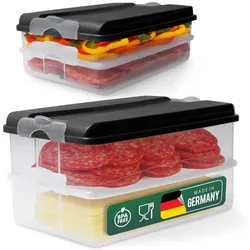 Novaliv Frischhaltedosen (2 kleine + 2 große + 2 Deckel) , stapelbar für Kühlschrank & Gefrierfach , Vorratsdosen Set Aufbewahrungsbox Organizer , für Aufschnitt Wurst Käse Obst Gemüse Meal-Prep