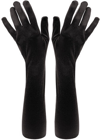 Satin-Handschuhe, schwarz, 55 cm