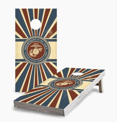 Skip's Garage Vintage Marine Corps Regulation 2x4 Cornhole Game Set