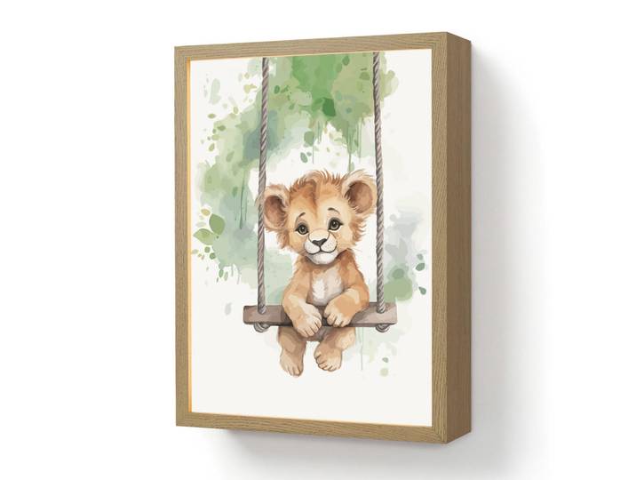 OnlyWow Wandleuchte MIT Akku Löwe - Tier - Kinder - Dschungel 30x40 cm, Weiß, Rechteckig, LED integrated, 30x40x8 cm, Lampen & Leuchten, Innenbeleuchtung, Wandleuchten