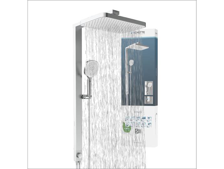 Duschsystem SCHÜTTE LA PALMA , weiß (chrom, weiß), H:105cm, ABS-Kunststoff, Aluminium, PVC, Brausegarnituren, Duschsystem, Regendusche, mit Antikalk-Beschichtung, wassersparend