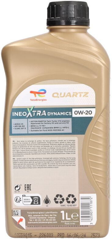 Moottoriöljy Totalenergies 2226003 Quartz Xtra D. 0w20 1l