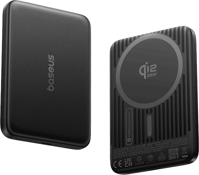 Powerbank - Baseus Picogo Air AM71, 5000 mAh, 22,5W, Carga inalámbrica 15W, USB-C, Ultrafina, Certificado CCC, Negro Cosmic
